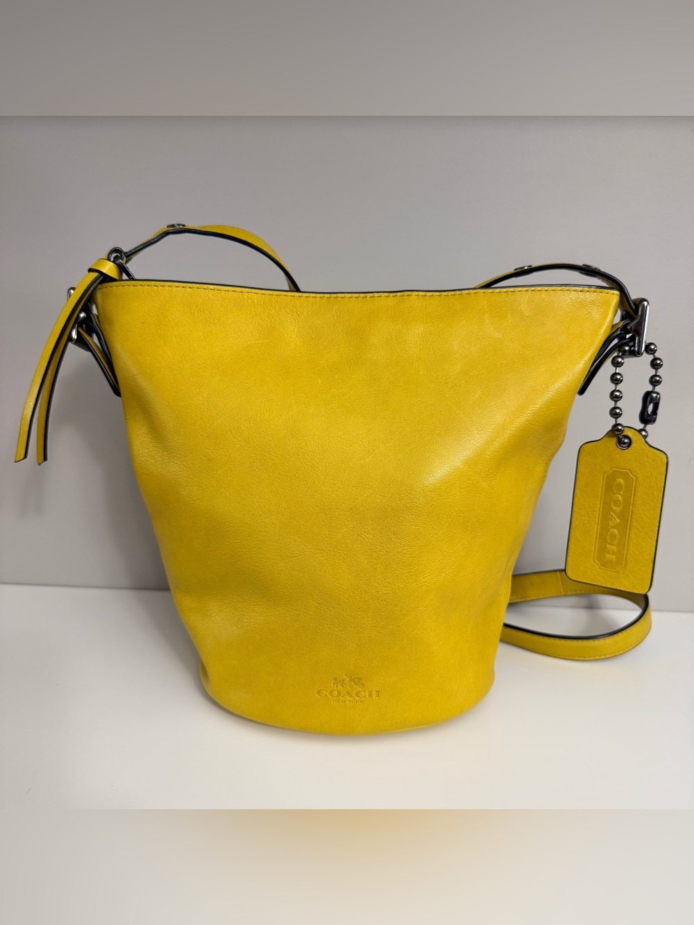 Coach Yellow Leather Bucket Shoulder Bag